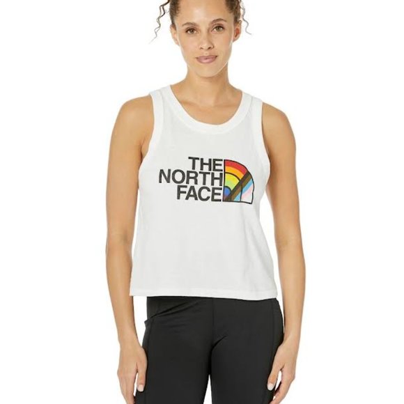 NWT THE NORTH FACE Women M Dome LOGO Cropped Tank Top in White Sleeveless Top - Picture 3 of 11